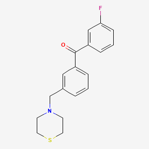 molecular formula C18H18FNOS B1327174 3-Fluoro-3'-thiomorpholinomethyl benzophenone CAS No. 898763-07-0