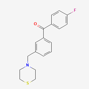molecular formula C18H18FNOS B1327175 4'-Fluoro-3-thiomorpholinomethyl benzophenone CAS No. 898763-09-2