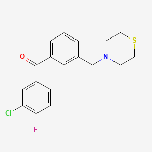 B1327178 3-Chloro-4-fluoro-3'-thiomorpholinomethylbenzophenone CAS No. 898763-34-3