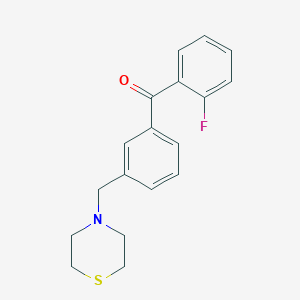molecular formula C18H18FNOS B1327179 2-fluoro-3'-thiomorpholinomethyl benzophenone CAS No. 898763-40-1