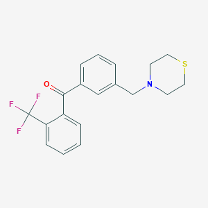 molecular formula C19H18F3NOS B1327180 3'-Thiomorpholinomethyl-2-trifluoromethylbenzophenone CAS No. 898763-43-4