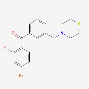 molecular formula C18H17BrFNOS B1327181 4-bromo-2-fluoro-3'-thiomorpholinomethyl benzophenone CAS No. 898763-52-5