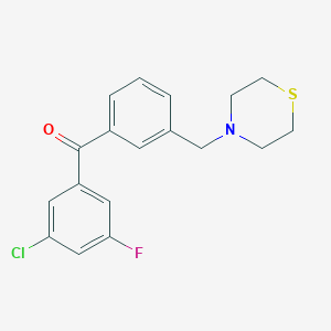 molecular formula C18H17ClFNOS B1327183 3-chloro-5-fluoro-3'-thiomorpholinomethyl benzophenone CAS No. 898763-58-1