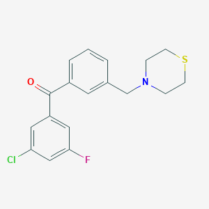 molecular formula C18H17ClFNOS B1327183 3-Chloro-5-fluoro-3'-thiomorpholinomethylbenzophenone CAS No. 898763-58-1