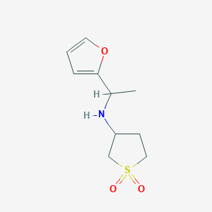 molecular formula C10H15NO3S B13271838 3-((1-(Furan-2-yl)ethyl)amino)tetrahydrothiophene 1,1-dioxide 