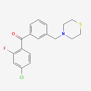 molecular formula C18H17ClFNOS B1327184 4-Chloro-2-fluoro-3'-thiomorpholinomethylbenzophenone CAS No. 898763-61-6