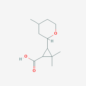 molecular formula C12H20O3 B13271857 2,2-Dimethyl-3-(4-methyloxan-2-yl)cyclopropane-1-carboxylic acid 