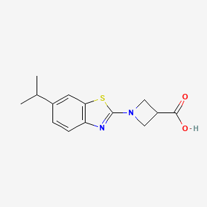 molecular formula C14H16N2O2S B13271862 1-(6-Isopropyl-1,3-benzothiazol-2-yl)azetidine-3-carboxylic acid 