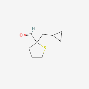 molecular formula C9H14OS B13271871 2-(Cyclopropylmethyl)thiolane-2-carbaldehyde 