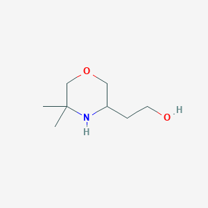 molecular formula C8H17NO2 B13271884 2-(5,5-Dimethylmorpholin-3-YL)ethan-1-OL 