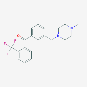 molecular formula C20H21F3N2O B1327195 3'-(4-Methylpiperazinomethyl)-2-trifluoromethylbenzophenone CAS No. 898789-01-0