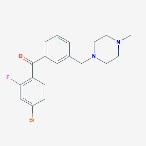 molecular formula C19H20BrFN2O B1327198 4-Bromo-2-fluoro-3'-(4-methylpiperazinomethyl) benzophenone CAS No. 898789-09-8
