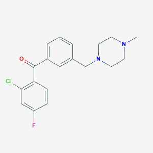 molecular formula C19H20ClFN2O B1327199 2-Chloro-4-fluoro-3'-(4-methylpiperazinomethyl) benzophenone CAS No. 898789-12-3