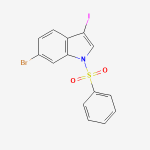 molecular formula C14H9BrINO2S B13271993 1h-Indole,6-bromo-3-iodo-1-(phenylsulfonyl)- 