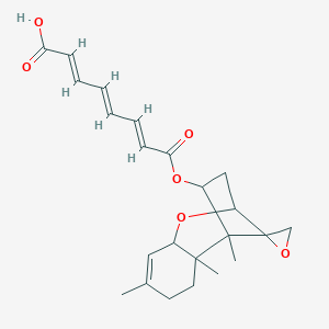 molecular formula C23H28O6 B132720 (2E,4E,6E)-8-Oxo-8-(1,2,5-trimethylspiro[8-oxatricyclo[7.2.1.02,7]dodec-5-ene-12,2'-oxirane]-11-yl)oxyocta-2,4,6-trienoic acid CAS No. 156250-74-7