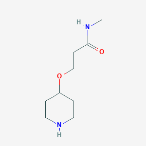 molecular formula C9H18N2O2 B13272004 N-Methyl-3-(piperidin-4-yloxy)propanamide 
