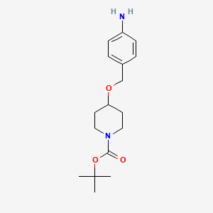molecular formula C17H26N2O3 B13272018 Tert-butyl 4-[(4-aminobenzyl)oxy]piperidine-1-carboxylate 