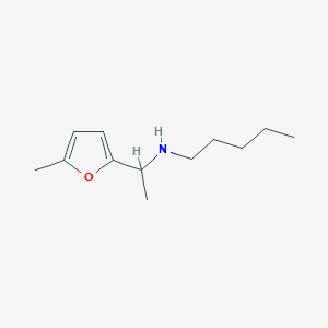 molecular formula C12H21NO B13272054 [1-(5-Methylfuran-2-YL)ethyl](pentyl)amine 
