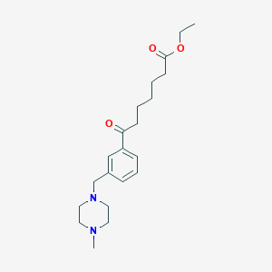 molecular formula C21H32N2O3 B1327209 Ethyl 7-[3-(4-methylpiperazinomethyl)phenyl]-7-oxoheptanoate CAS No. 898789-53-2