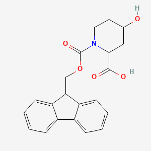 molecular formula C21H21NO5 B13272114 1-{[(9H-fluoren-9-yl)methoxy]carbonyl}-4-hydroxypiperidine-2-carboxylic acid 