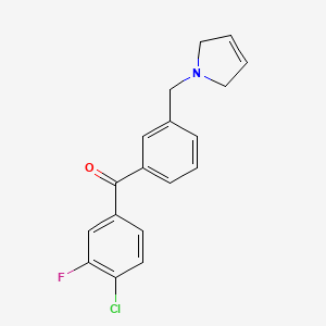 molecular formula C18H15ClFNO B1327215 (4-Chloro-3-fluorophenyl)(3-((2,5-dihydro-1H-pyrrol-1-yl)methyl)phenyl)methanone CAS No. 898749-13-8