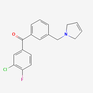 molecular formula C18H15ClFNO B1327216 (3-Chloro-4-fluorophenyl)(3-((2,5-dihydro-1H-pyrrol-1-yl)methyl)phenyl)methanone CAS No. 898749-15-0