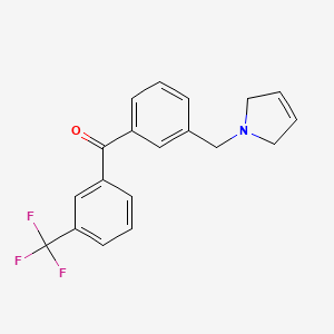 molecular formula C19H16F3NO B1327218 (3-((2,5-Dihydro-1H-pyrrol-1-yl)methyl)phenyl)(3-(trifluoromethyl)phenyl)methanone CAS No. 898749-29-6