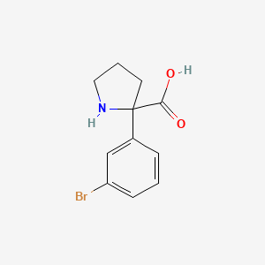 molecular formula C11H12BrNO2 B13272198 2-(3-Bromophenyl)pyrrolidine-2-carboxylic acid 