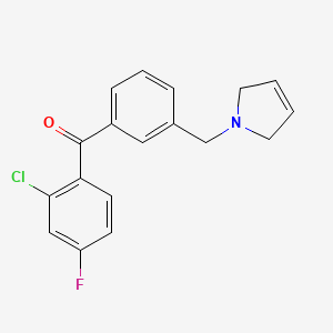 molecular formula C18H15ClFNO B1327221 (2-Chloro-4-fluorophenyl)(3-((2,5-dihydro-1H-pyrrol-1-yl)methyl)phenyl)methanone CAS No. 898749-38-7