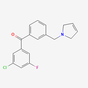molecular formula C18H15ClFNO B1327222 (3-Chloro-5-fluorophenyl)(3-((2,5-dihydro-1H-pyrrol-1-yl)methyl)phenyl)methanone CAS No. 898749-41-2