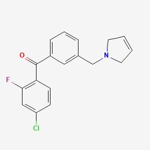 molecular formula C18H15ClFNO B1327223 (4-Chloro-2-fluorophenyl)(3-((2,5-dihydro-1H-pyrrol-1-yl)methyl)phenyl)methanone CAS No. 898749-44-5