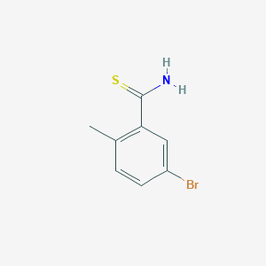molecular formula C8H8BrNS B13272281 5-Bromo-2-methylbenzene-1-carbothioamide 
