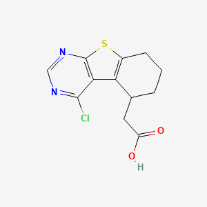 molecular formula C12H11ClN2O2S B13272299 2-{3-Chloro-8-thia-4,6-diazatricyclo[7.4.0.0,2,7]trideca-1(9),2,4,6-tetraen-13-yl}acetic acid 