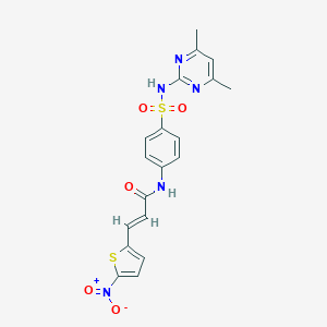 molecular formula C19H17N5O5S2 B132723 (E)-N-[4-[(4,6-dimethylpyrimidin-2-yl)sulfamoyl]phenyl]-3-(5-nitrothiophen-2-yl)prop-2-enamide CAS No. 429622-48-0