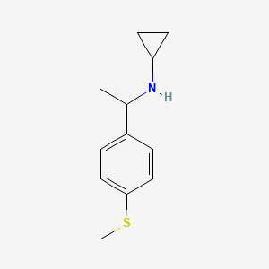 molecular formula C12H17NS B13272313 N-{1-[4-(Methylsulfanyl)phenyl]ethyl}cyclopropanamine 