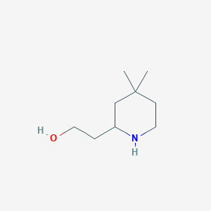 molecular formula C9H19NO B13272366 2-(4,4-Dimethylpiperidin-2-yl)ethan-1-ol 
