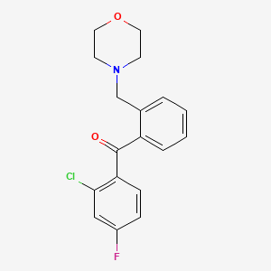 molecular formula C18H17ClFNO2 B1327245 2-Chloro-4-fluoro-2'-morpholinomethyl benzophenone CAS No. 898750-89-5