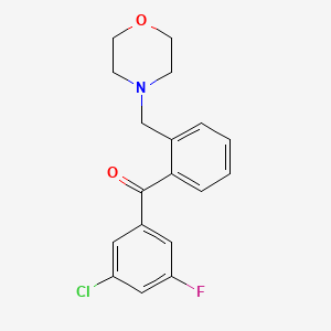 molecular formula C18H17ClFNO2 B1327246 3'-Chloro-5'-fluoro-2-morpholinomethyl benzophenone CAS No. 898750-92-0