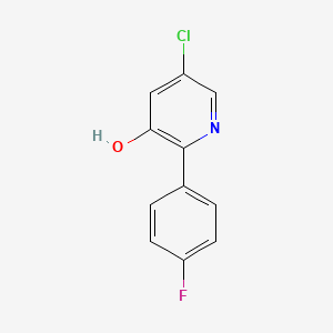 molecular formula C11H7ClFNO B13272467 5-Chloro-2-(4-fluorophenyl)pyridin-3-ol 