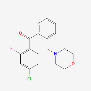 molecular formula C18H17ClFNO2 B1327247 4-Chloro-2-fluoro-2'-morpholinomethyl benzophenone CAS No. 898750-95-3