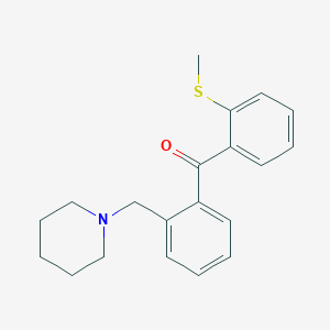 molecular formula C20H23NOS B1327257 2-Piperidinomethyl-2'-thiomethylbenzophenone CAS No. 898752-01-7