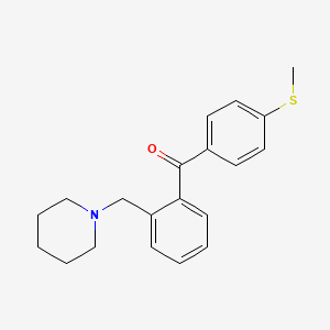 molecular formula C20H23NOS B1327258 2-Piperidinomethyl-4'-thiomethylbenzophenone CAS No. 898752-04-0