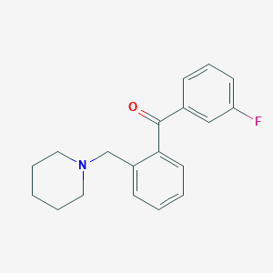 molecular formula C19H20FNO B1327259 3'-Fluoro-2-piperidinomethyl benzophenone CAS No. 898773-15-4