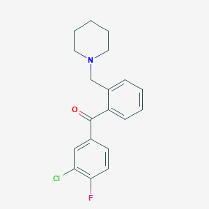 molecular formula C19H19ClFNO B1327261 3'-Chloro-4'-fluoro-2-piperidinomethyl benzophenone CAS No. 898773-45-0