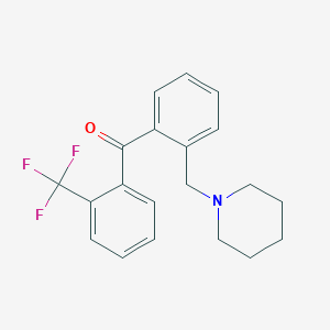 molecular formula C20H20F3NO B1327263 2-Piperidinomethyl-2'-trifluoromethylbenzophenone CAS No. 898773-51-8