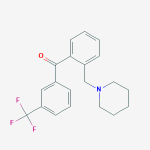 molecular formula C20H20F3NO B1327264 2-Piperidinomethyl-3'-trifluoromethylbenzophenone CAS No. 898773-53-0