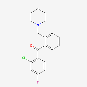 molecular formula C19H19ClFNO B1327266 2-氯-4-氟-2'-哌啶甲基联苯酮 CAS No. 898773-59-6