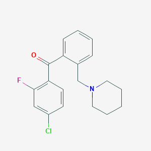 molecular formula C19H19ClFNO B1327268 4-Chloro-2-fluoro-2'-piperidinomethyl benzophenone CAS No. 898773-63-2