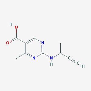 molecular formula C10H11N3O2 B13272696 2-[(But-3-yn-2-yl)amino]-4-methylpyrimidine-5-carboxylic acid 