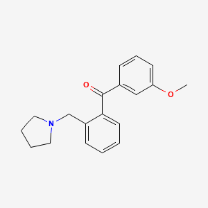 molecular formula C19H21NO2 B1327279 3'-Methoxy-2-pyrrolidinomethyl benzophenone CAS No. 898774-14-6